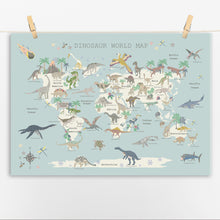 Load image into Gallery viewer, Dinosaur World Map | Blue
