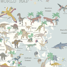 Load image into Gallery viewer, Dinosaur World Map | Blue Grey
