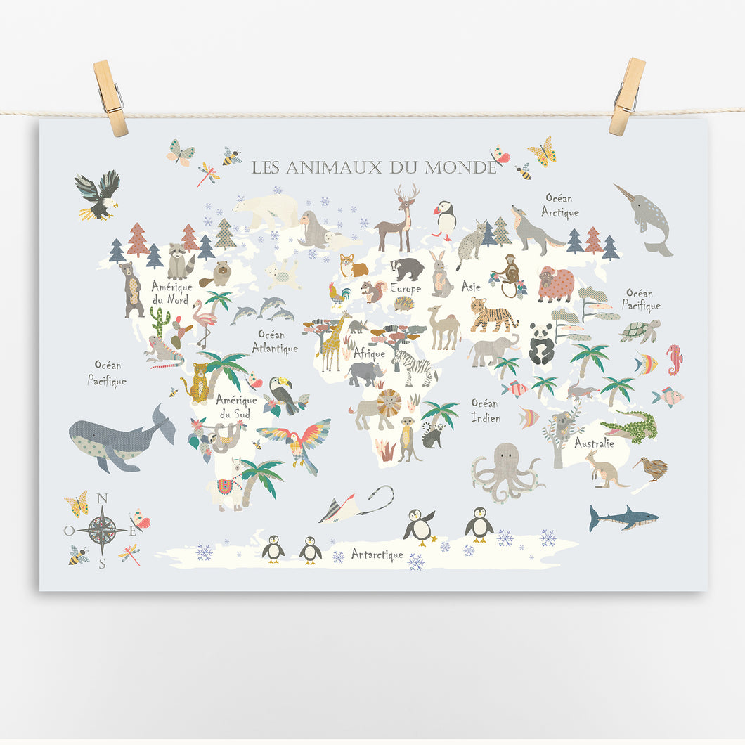 French Animal World Map | Animaux du Monde