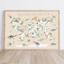 Load image into Gallery viewer, Dinosaur World Map | Natural
