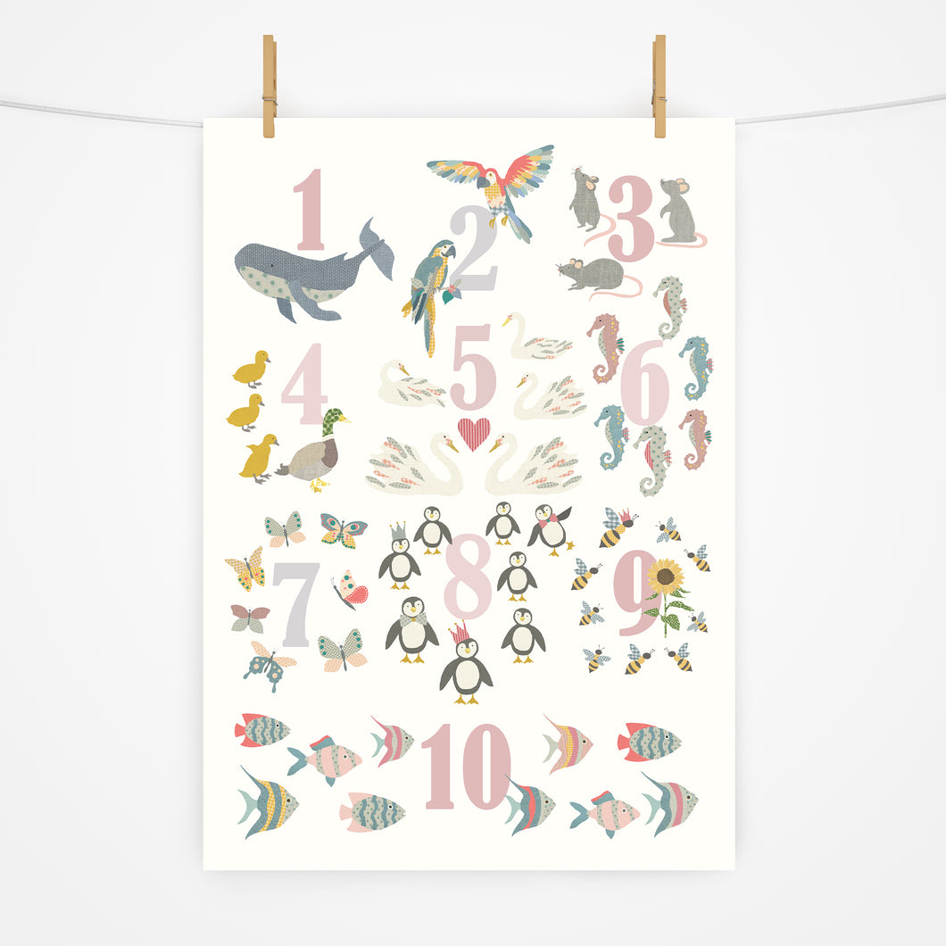 Number Chart Print | Dusty Pinks