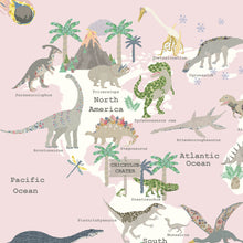 Load image into Gallery viewer, Dinosaur World Map | Pink
