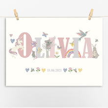 Load image into Gallery viewer, Personalised Pretty &amp; Pink Name Print | Various Colours
