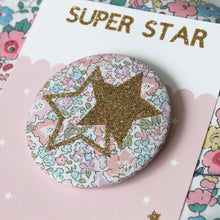 Load image into Gallery viewer, Liberty Super Star Badge -  Pinks and Florals
