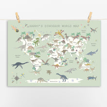 Load image into Gallery viewer, Personalised Dinosaur World Map | Various Colours
