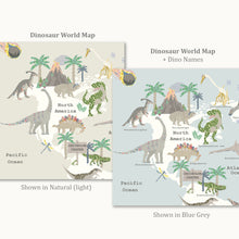 Load image into Gallery viewer, Dinosaur World Map | Grey
