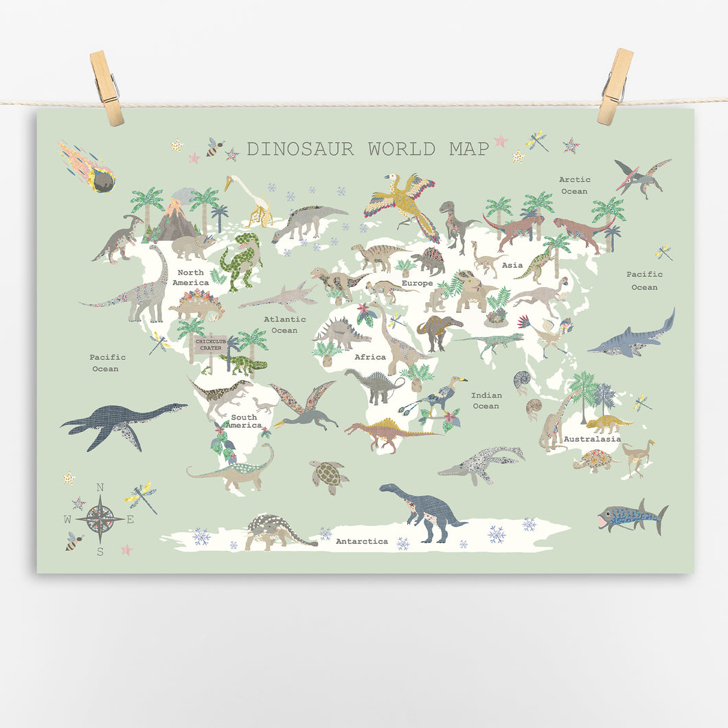 Dinosaur World Map | Green