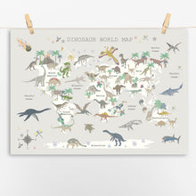 Load image into Gallery viewer, Dinosaur World Map | Grey
