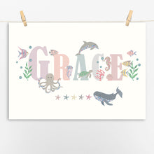 Load image into Gallery viewer, Personalised Under the Sea Name Print | Various Colours
