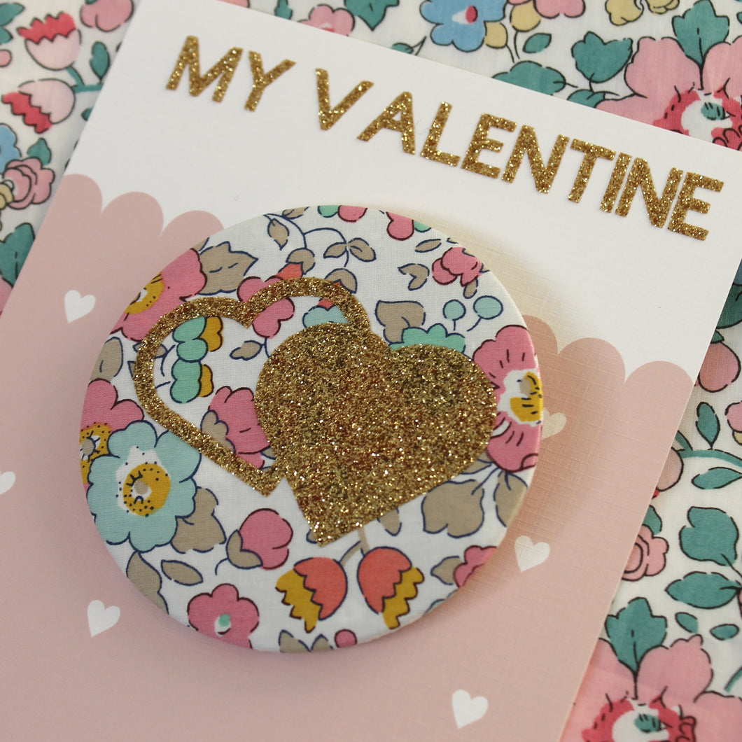 Liberty Valentines Badge -  Pinks and Florals